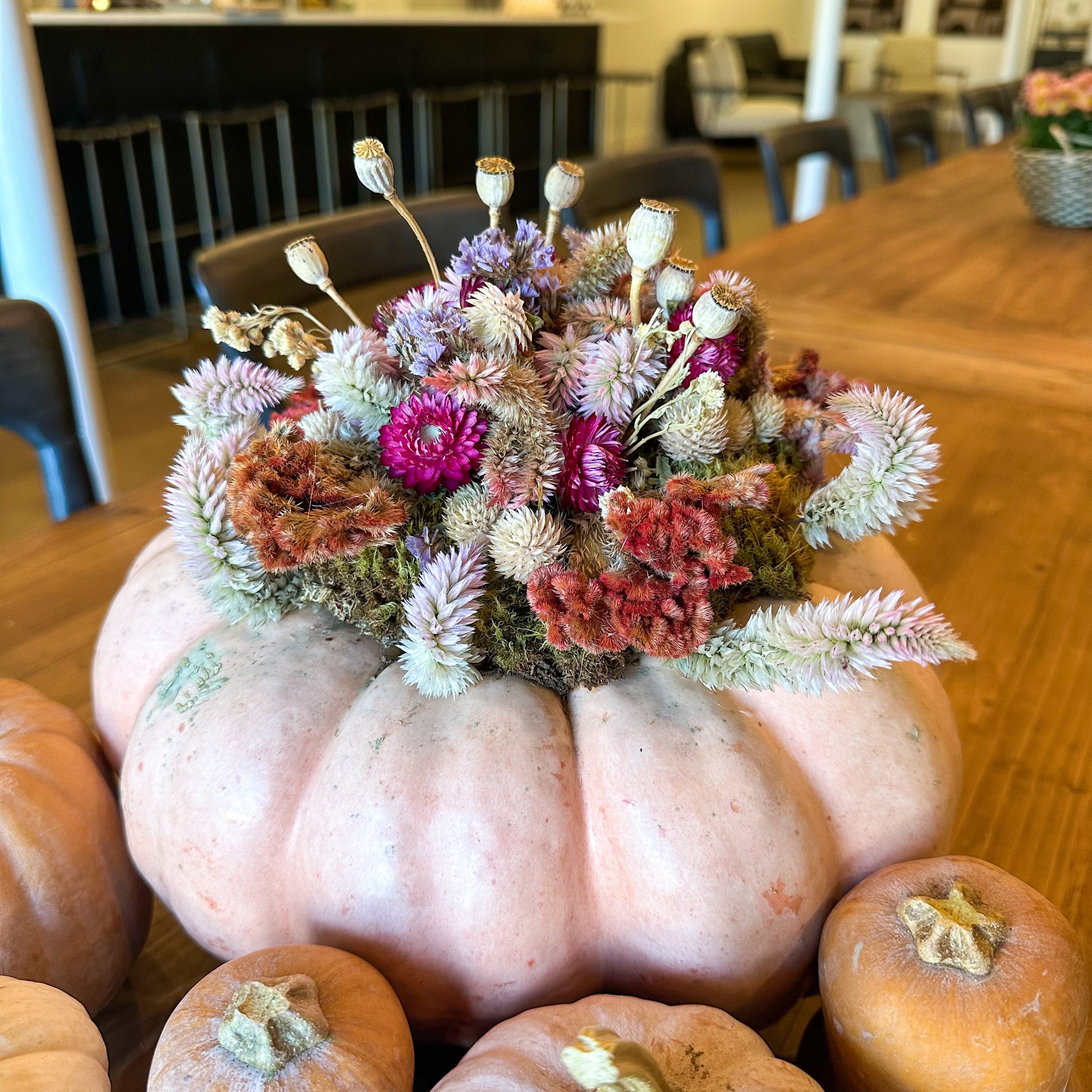 Oct. 19th Dried Floral Pumpkin Arrangement Class FIDDLE & FIG